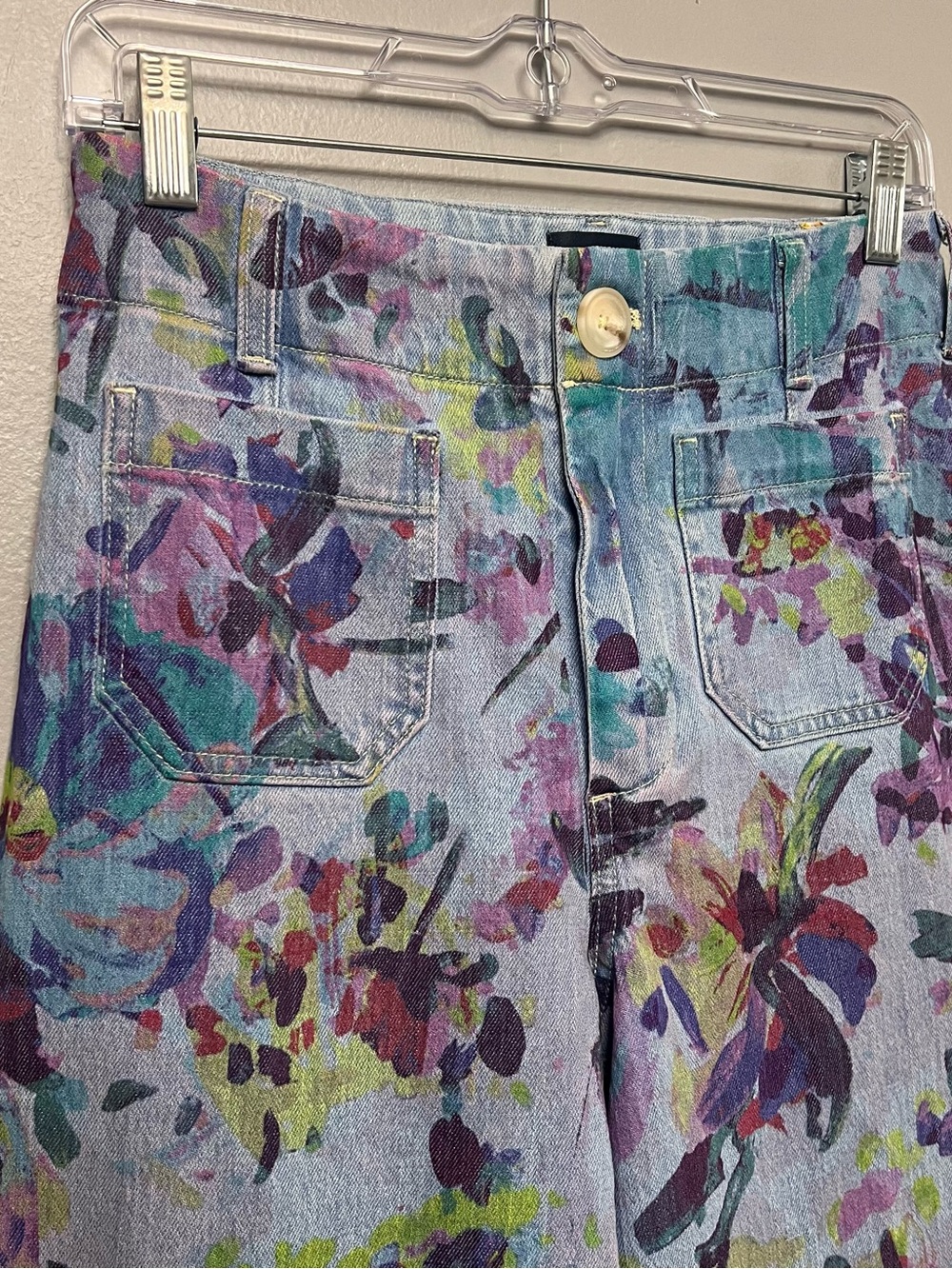 NWOT Anthropologie Maeve Colette High Rise Wide Leg Cropped Jeans Floral Size 27 - Picture 2 of 10